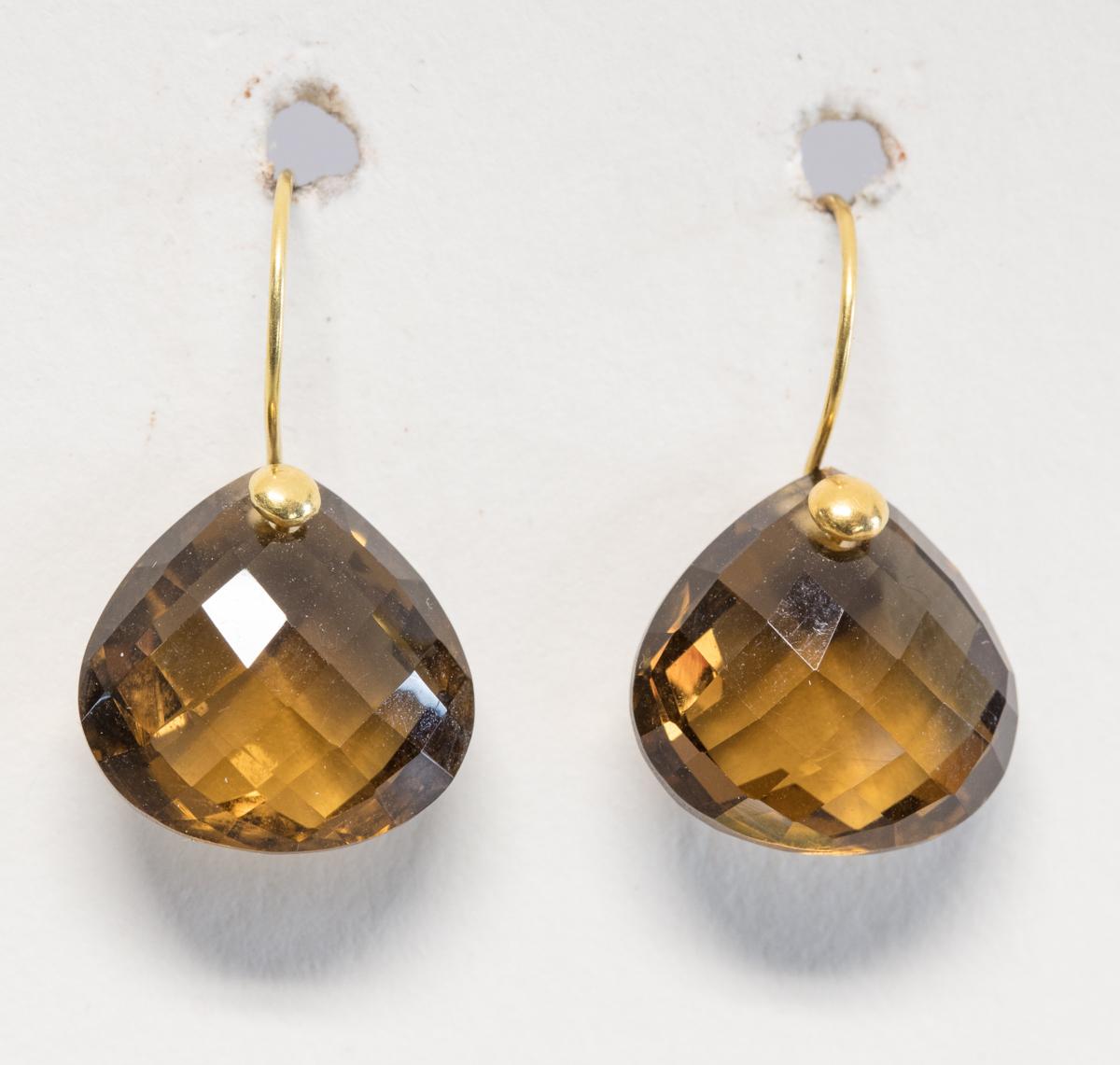 Pear Cut Citrine and 18 Karat Gold Drop Earrings