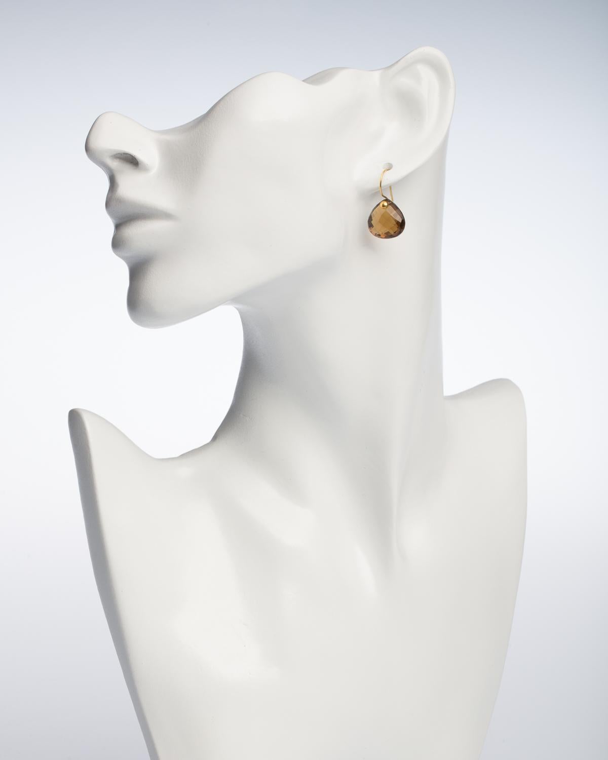Citrine and 18 Karat Gold Drop Earrings In New Condition In Nantucket, MA