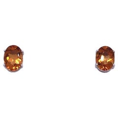 Citrine and 18K White Gold Earring (B12838n)