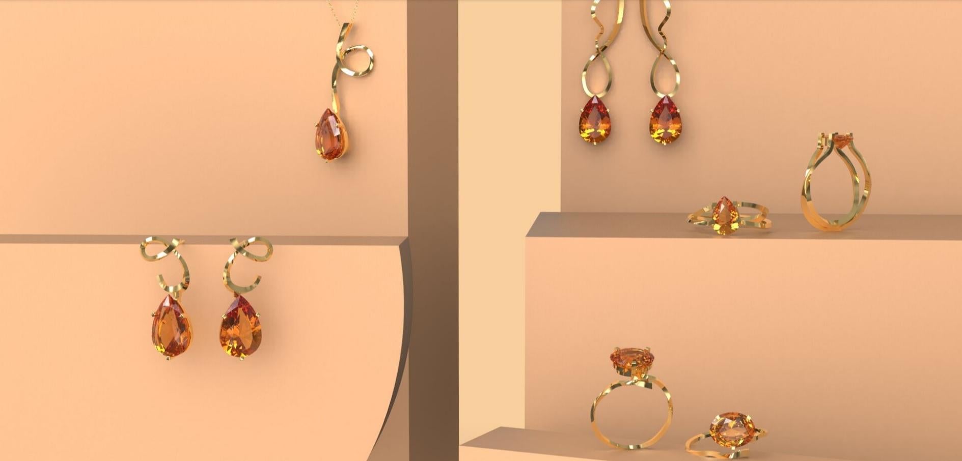 Citrine and 18k Yellow Gold Earring (B13467n) In New Condition For Sale In Teófilo Otoni, MG