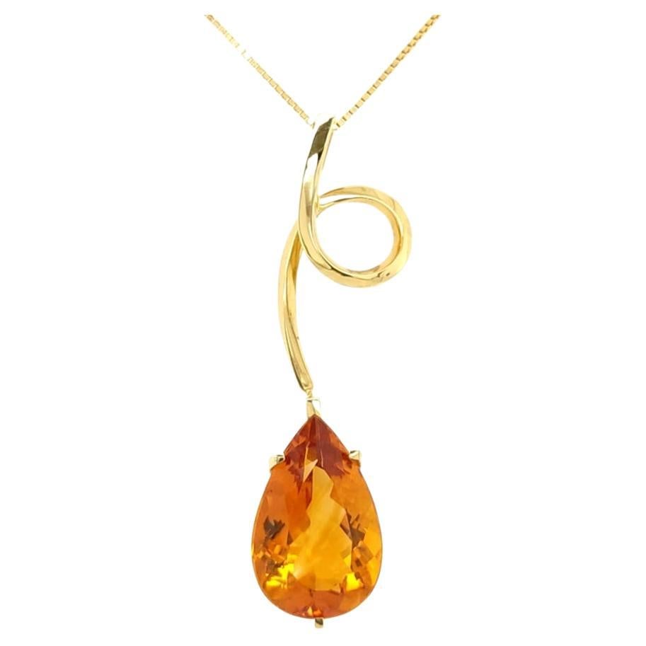 Pendentif en or jaune 18 carats et citrine (P13466n) en vente