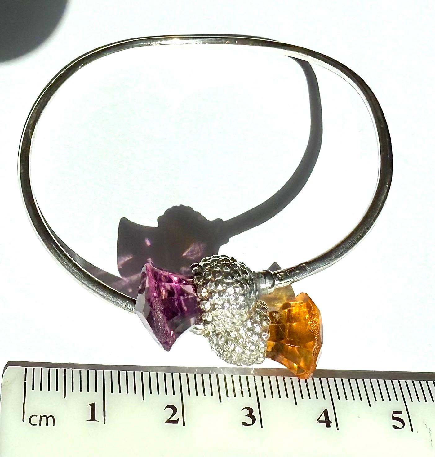 Citrin und Amethyst Distel 925 Sterling Silber Vintage-Armband, schottische im Angebot 4