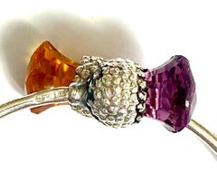 Bracciale vintage in argento sterling 925 con cardo citrino e ametista, scozzese