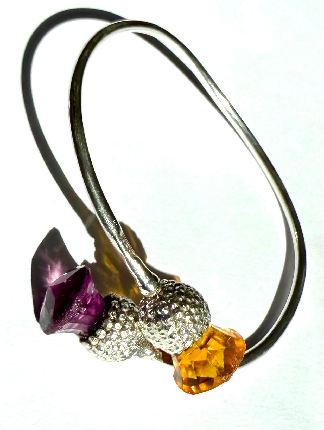 Citrin und Amethyst Distel 925 Sterling Silber Vintage-Armband, schottische im Angebot 3