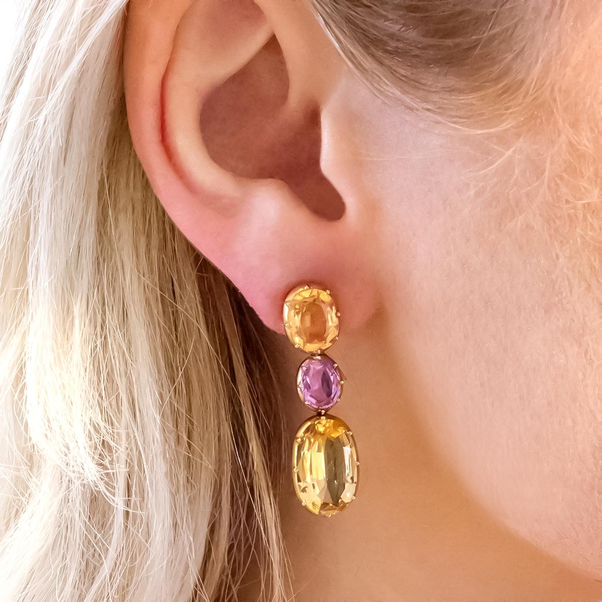 citrine and amethyst earrings
