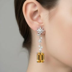 Citrine and Colorless Topaz Drop Earrings in 14k gold