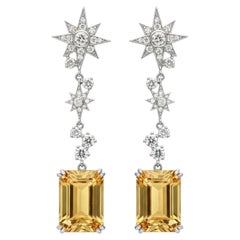 Citrine and Colorless Topaz Drop Earrings silver, gold