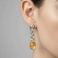 Citrine and Colorless Topaz Drop Earrings studs in 14k gold