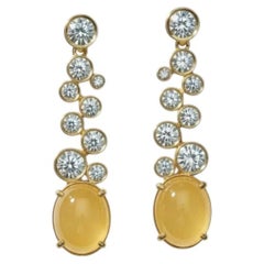 Citrine and Colorless Topaz Drop Earrings studs, silver, gold