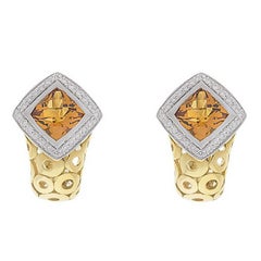 Citrine and Diamond 18K Earrings