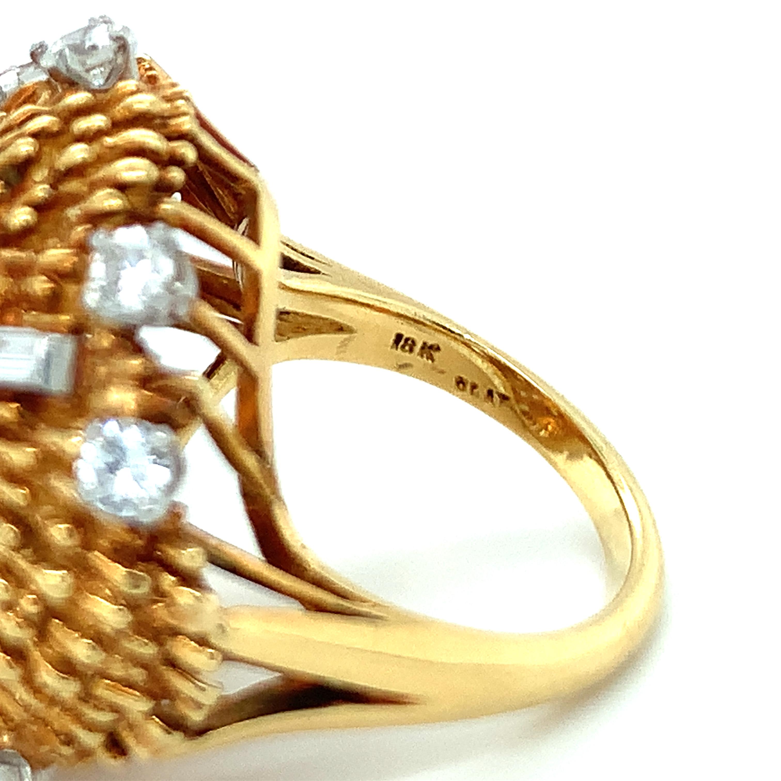 Citrine and Diamond 18K Gold and Platinum Ring In Good Condition For Sale In Beverly Hills, CA