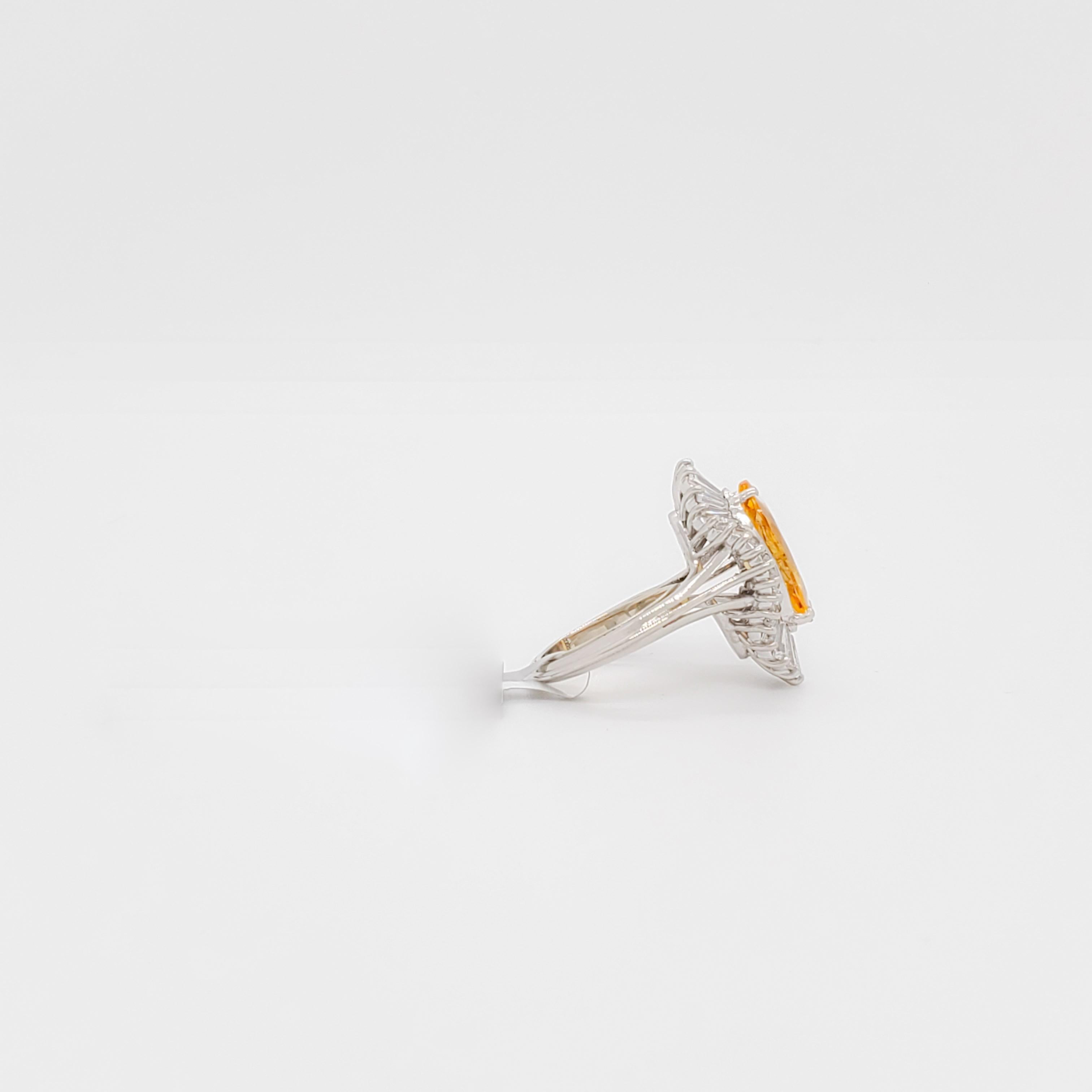 Citrine and Diamond Cocktail Ring in 14k White Gold 2