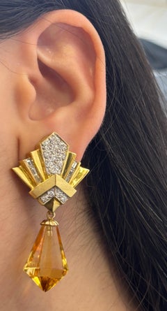 Citrine and Diamond Day and Night Earrings