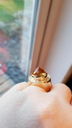Orange Citrine 12.79 carat and Diamond Dress Ring in Yellow Gold