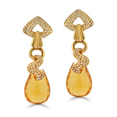 Citrine and Diamond Drop Earrings