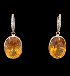 Citrine and Diamond Earrings with 14k Gold