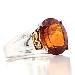 Citrine and Diamond Engagement Ring in 18 K Gold