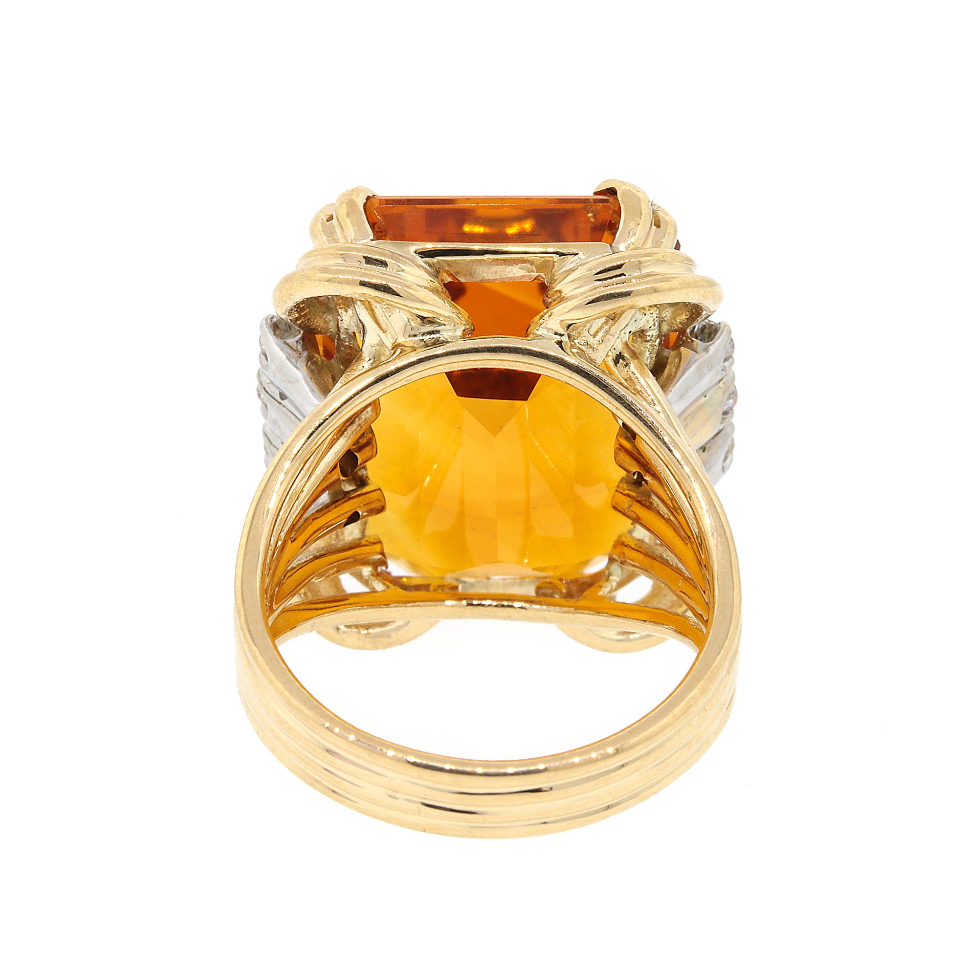 Citrine and Diamond Estate Ring In Good Condition For Sale In New York, NY