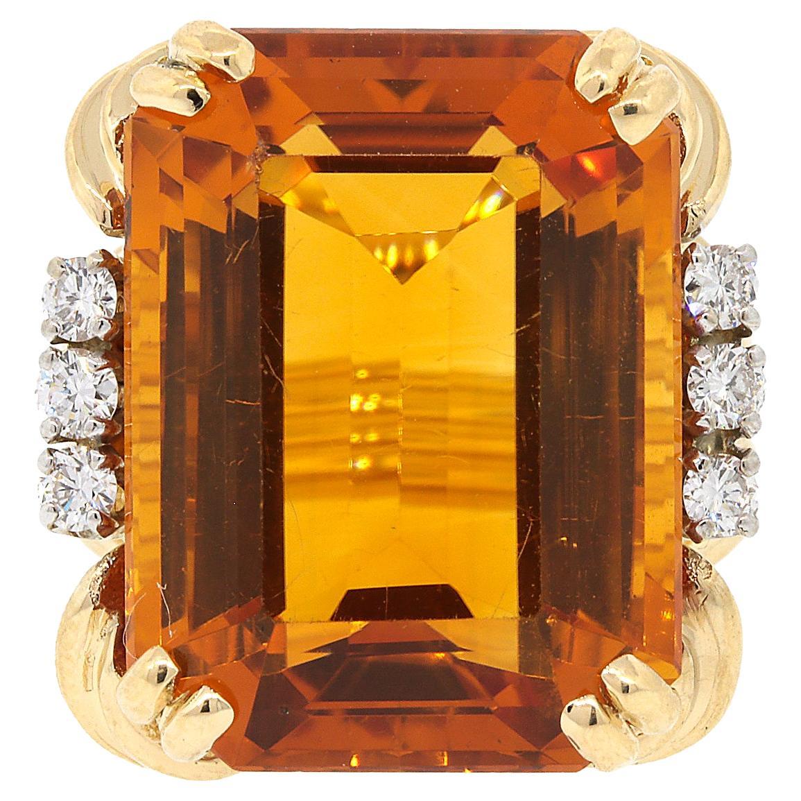 Citrine and Diamond Estate Ring For Sale