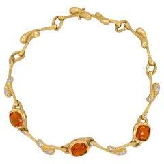 Citrine and Diamond Gold Necklace Estate Fine Jewelry