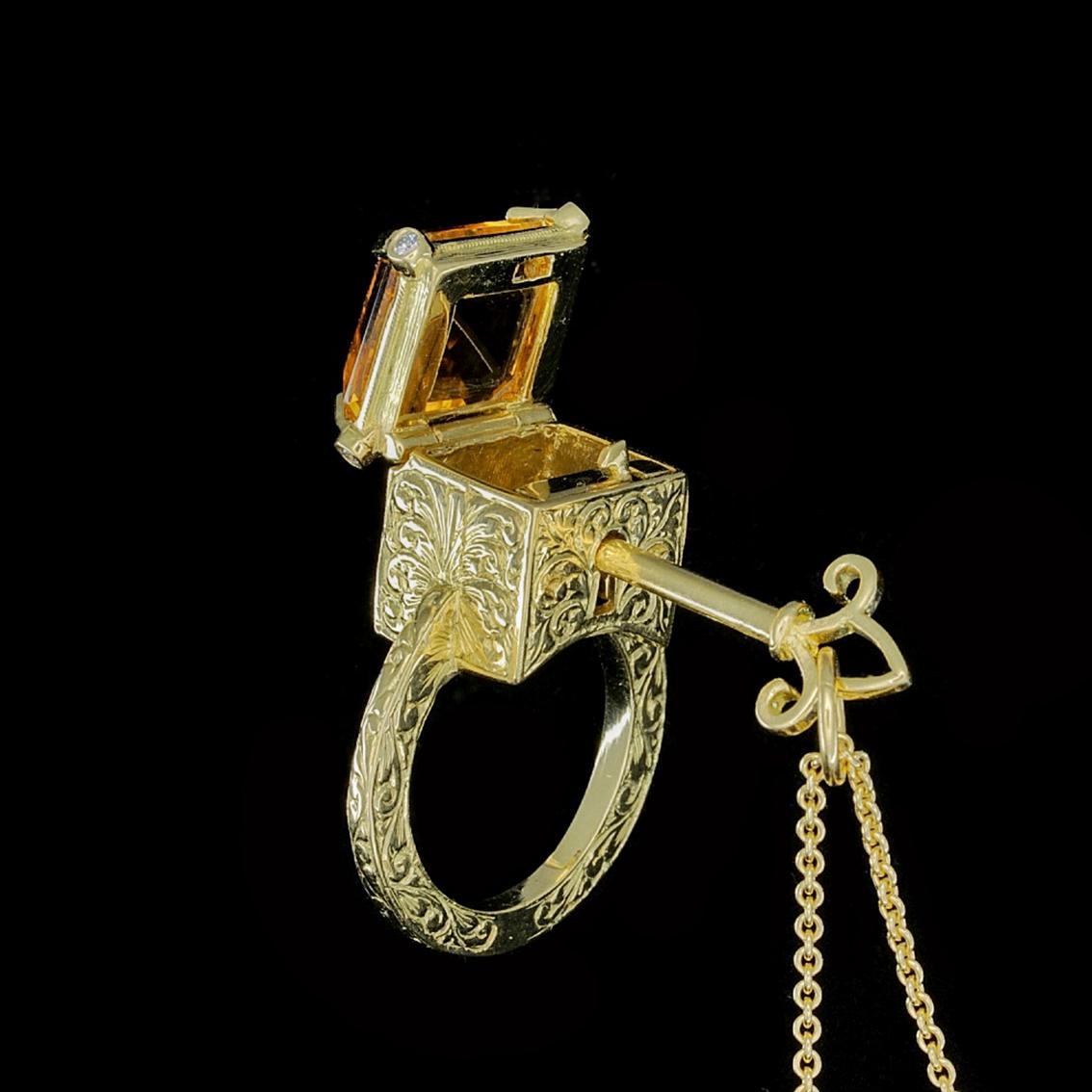 Citrine and Diamond Mystic Chamber Ring 2