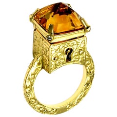 Bague chambre mystique en citrine et diamants