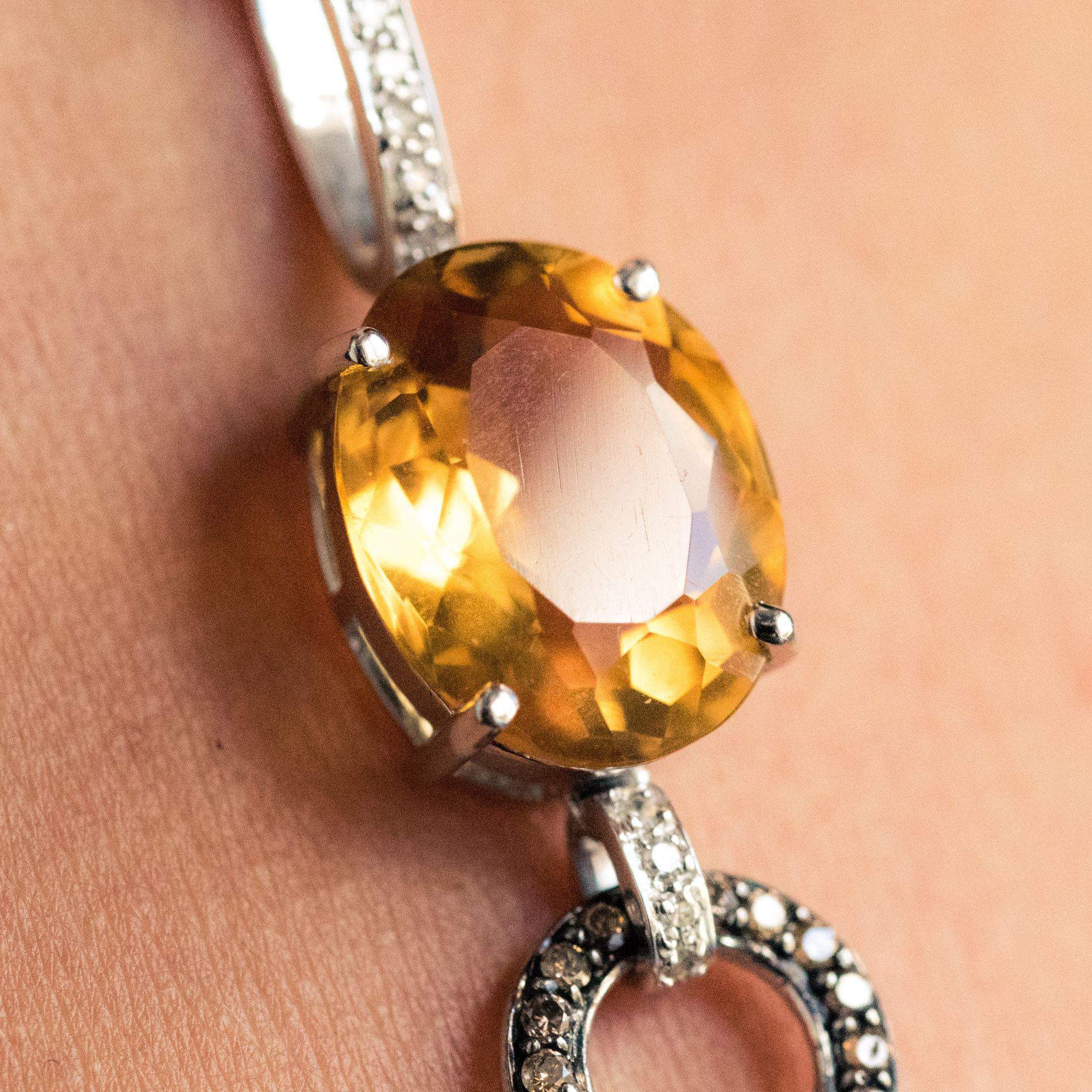 Art Deco Style Citrine and Diamond Pendant Necklace 5