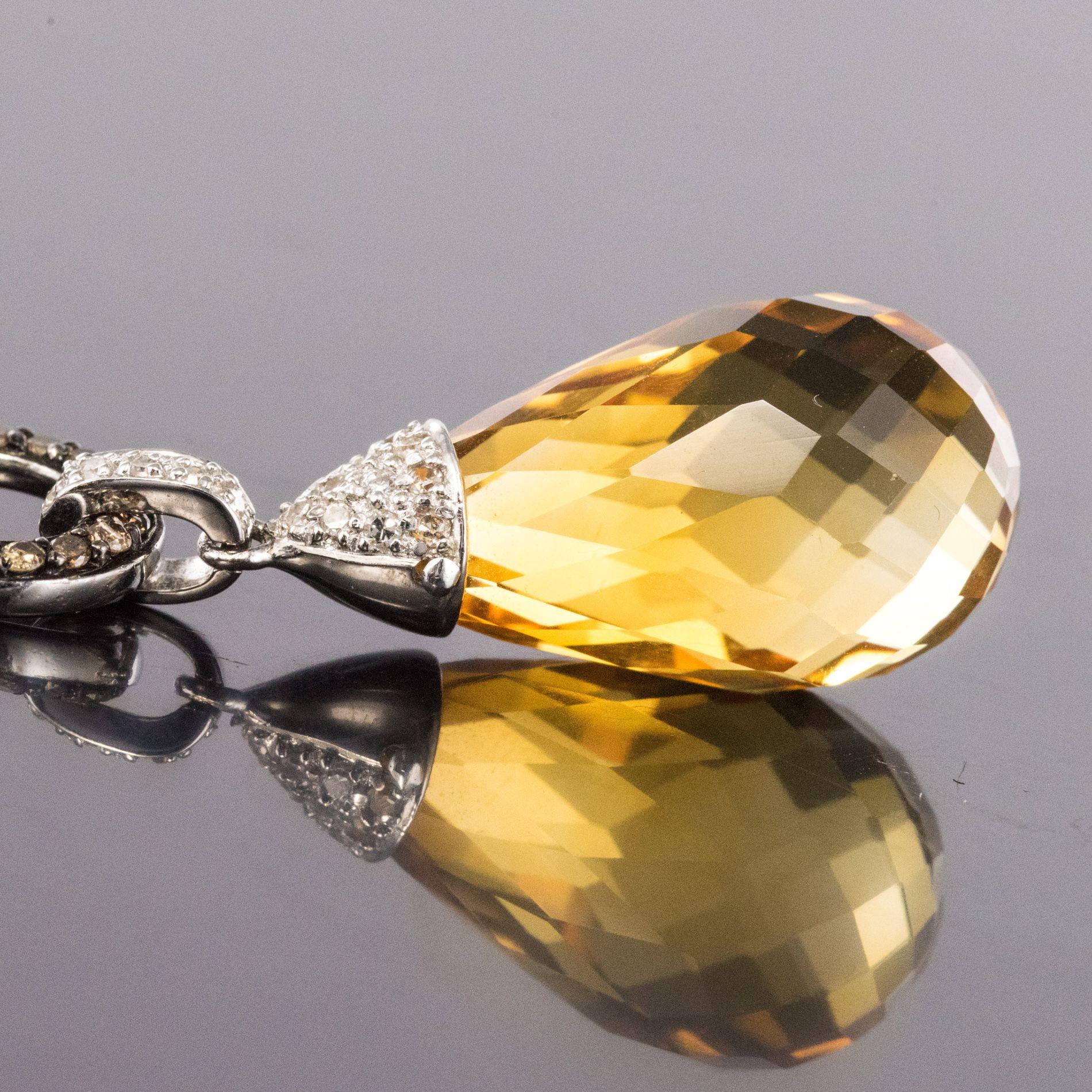 Art Deco Style Citrine and Diamond Pendant Necklace 7
