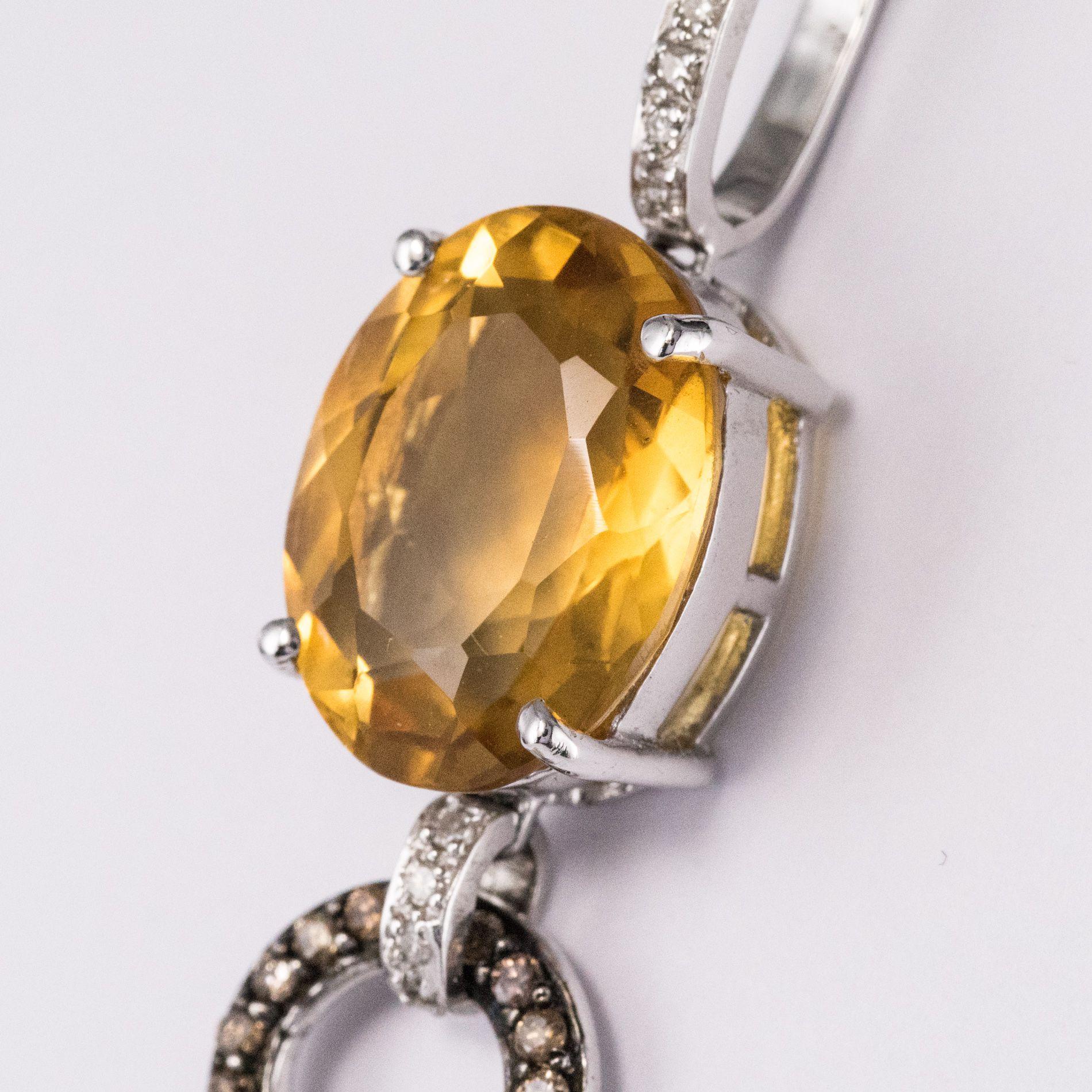 Art Deco Style Citrine and Diamond Pendant Necklace 8