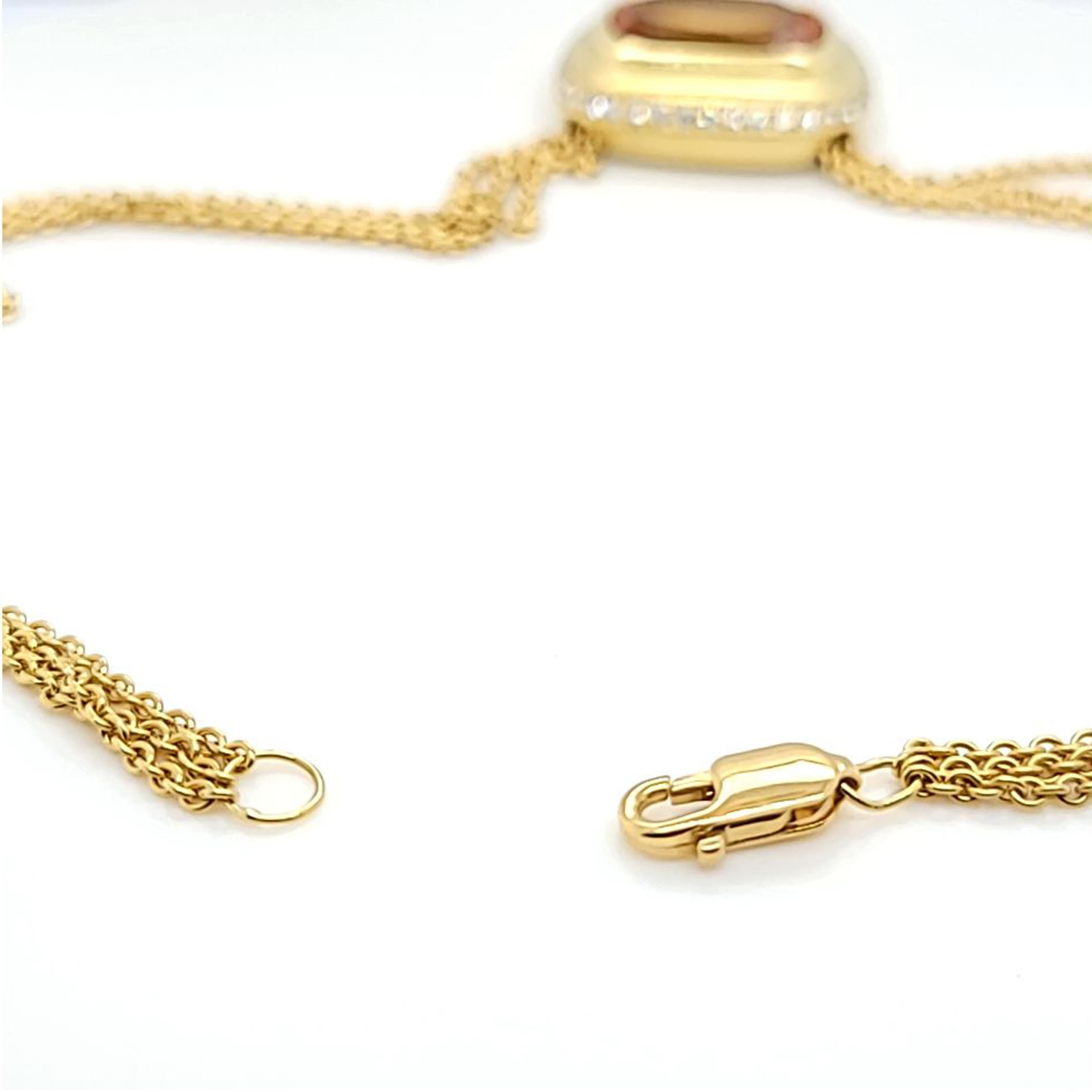 Women's Citrine and Diamond Pendant Triple Chain Necklace For Sale