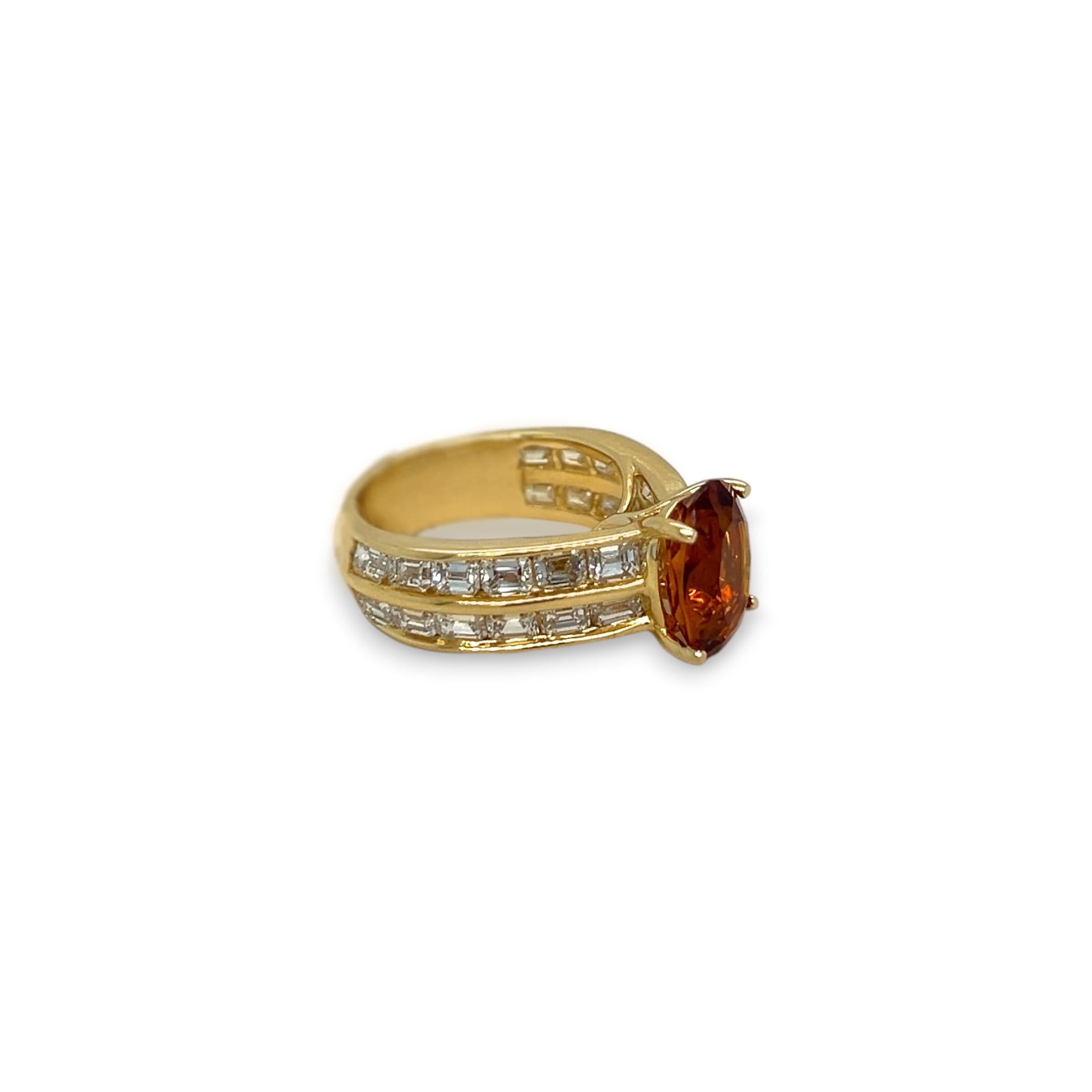 Oval Cut Citrine and Diamond Ring For Sale