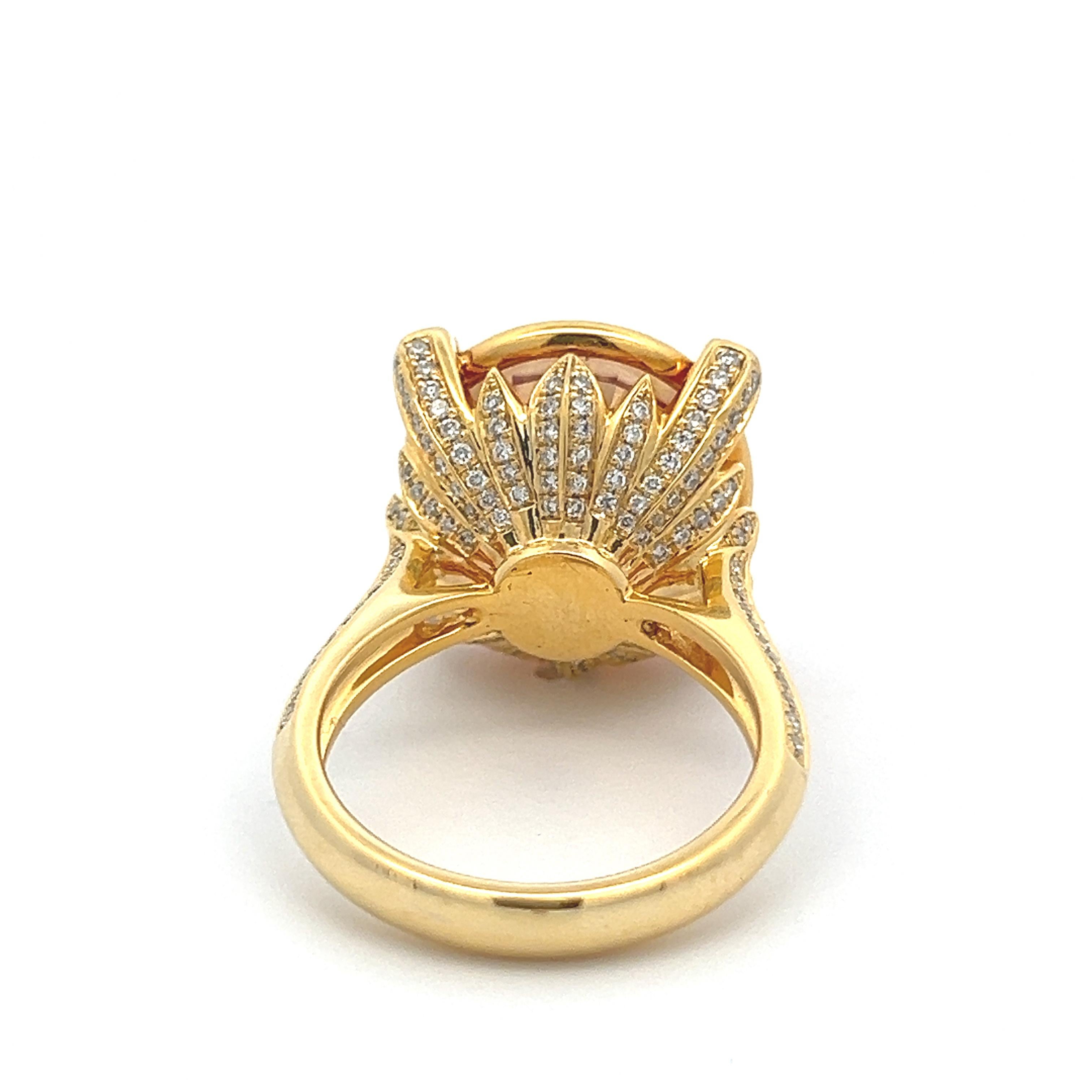Taglio rotondo Anello con Citrino e Diamante in vendita