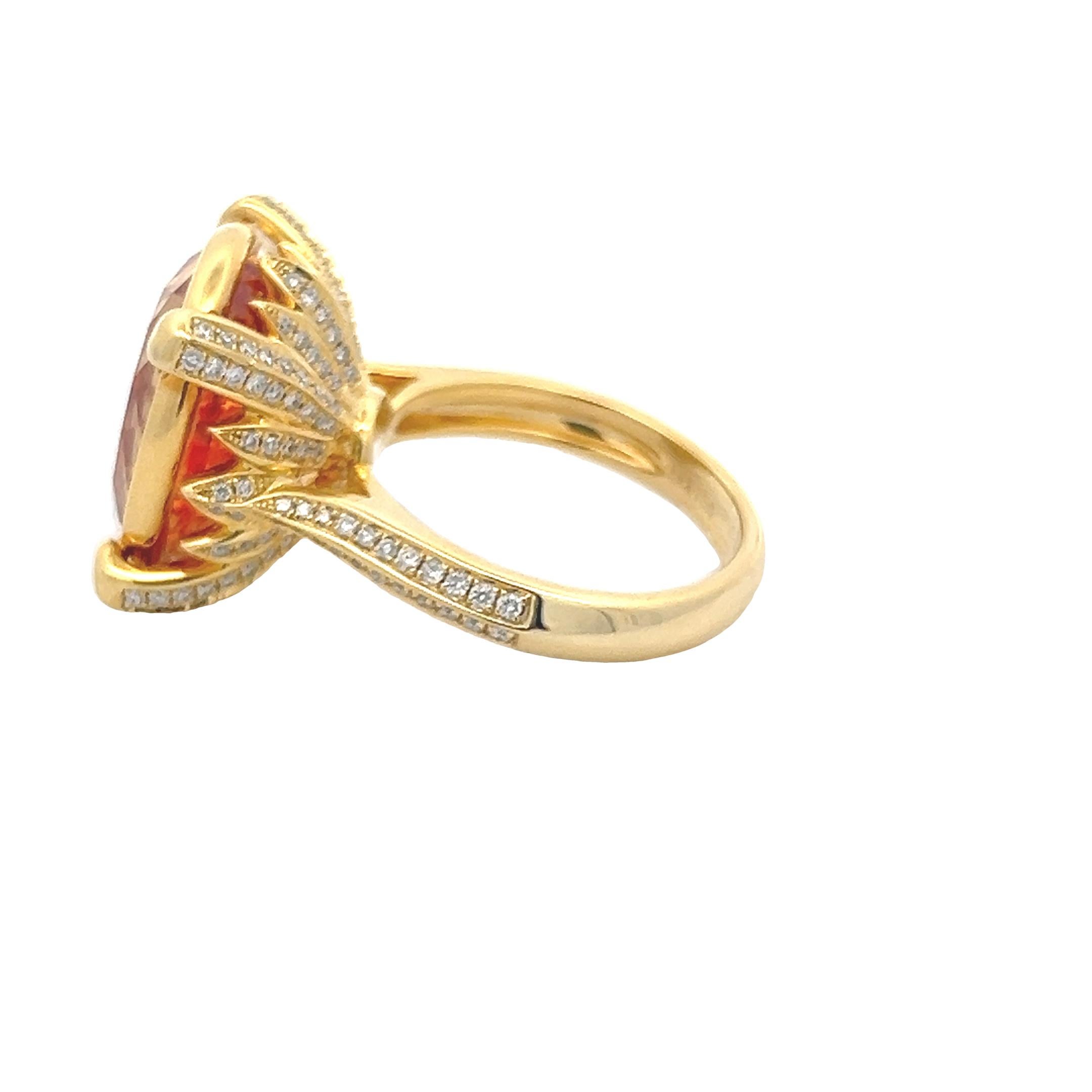Anello con Citrino e Diamante In condizioni ottime in vendita a Cedar Grove, NJ