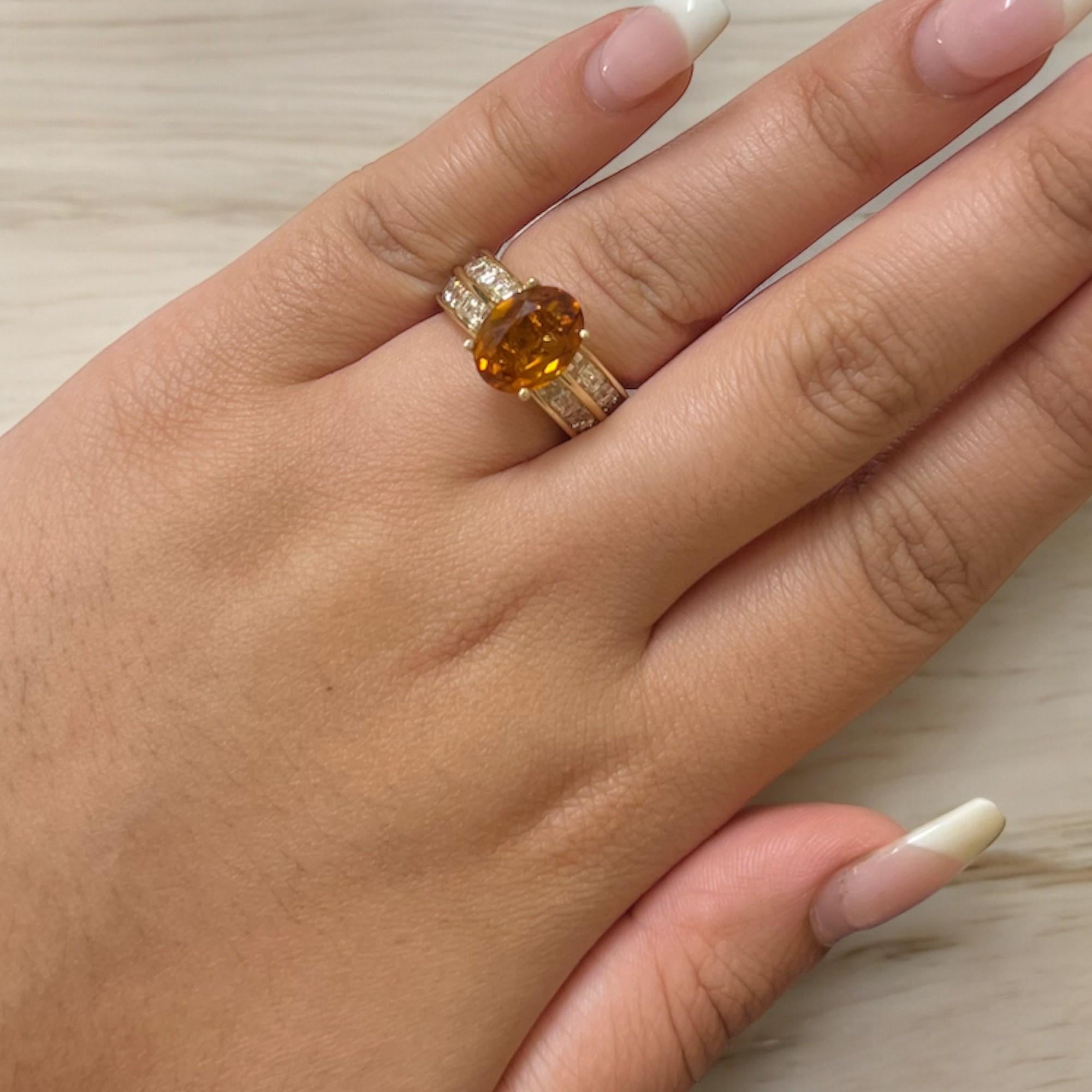 Women's or Men's Citrine and Diamond Ring For Sale