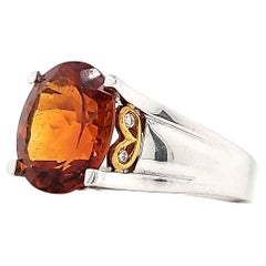 Citrine and Diamond Ring in 18 K Gold
