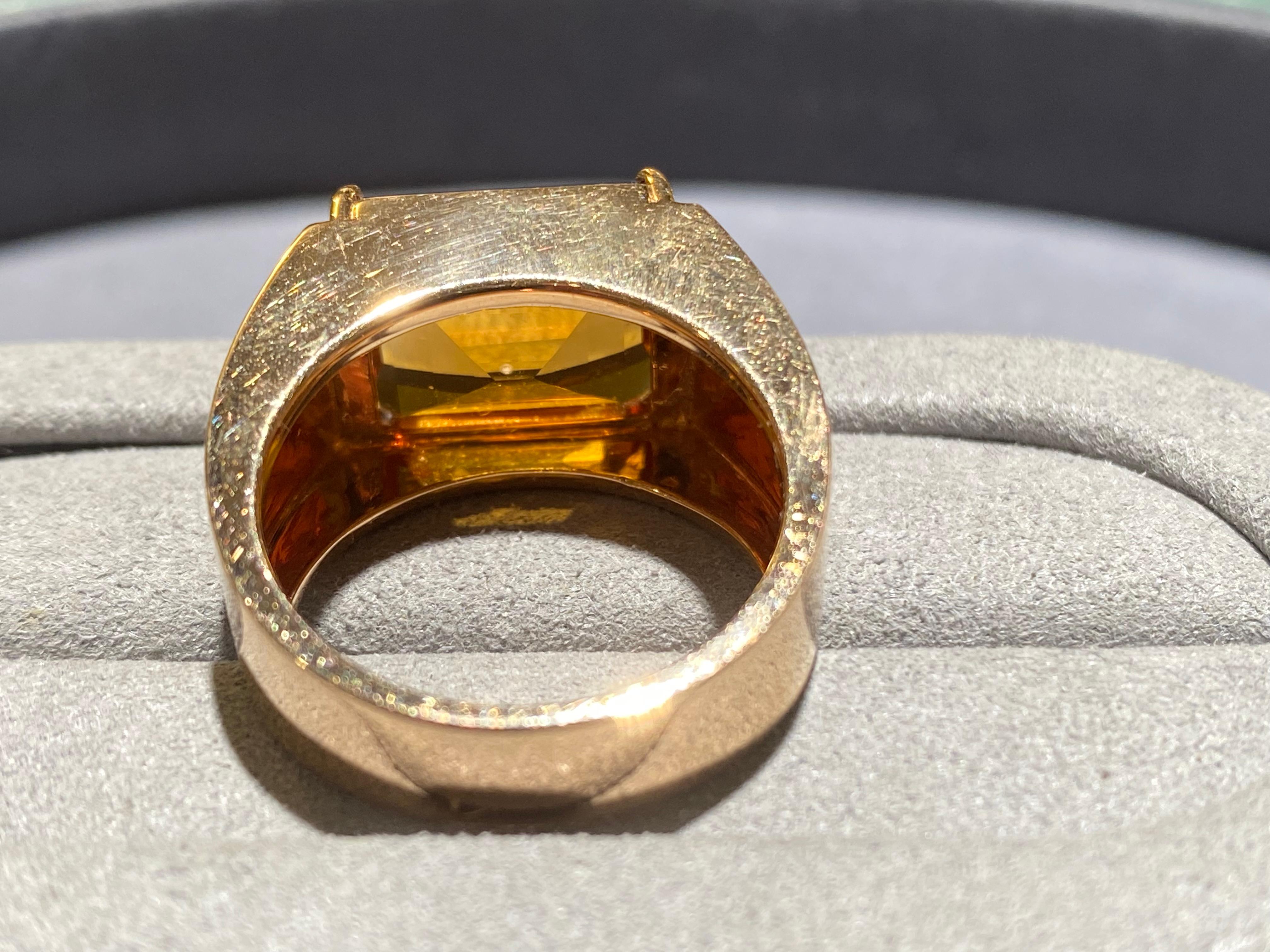 Contemporary Citrine and Diamond Ring in 18k Rose Gold For Sale