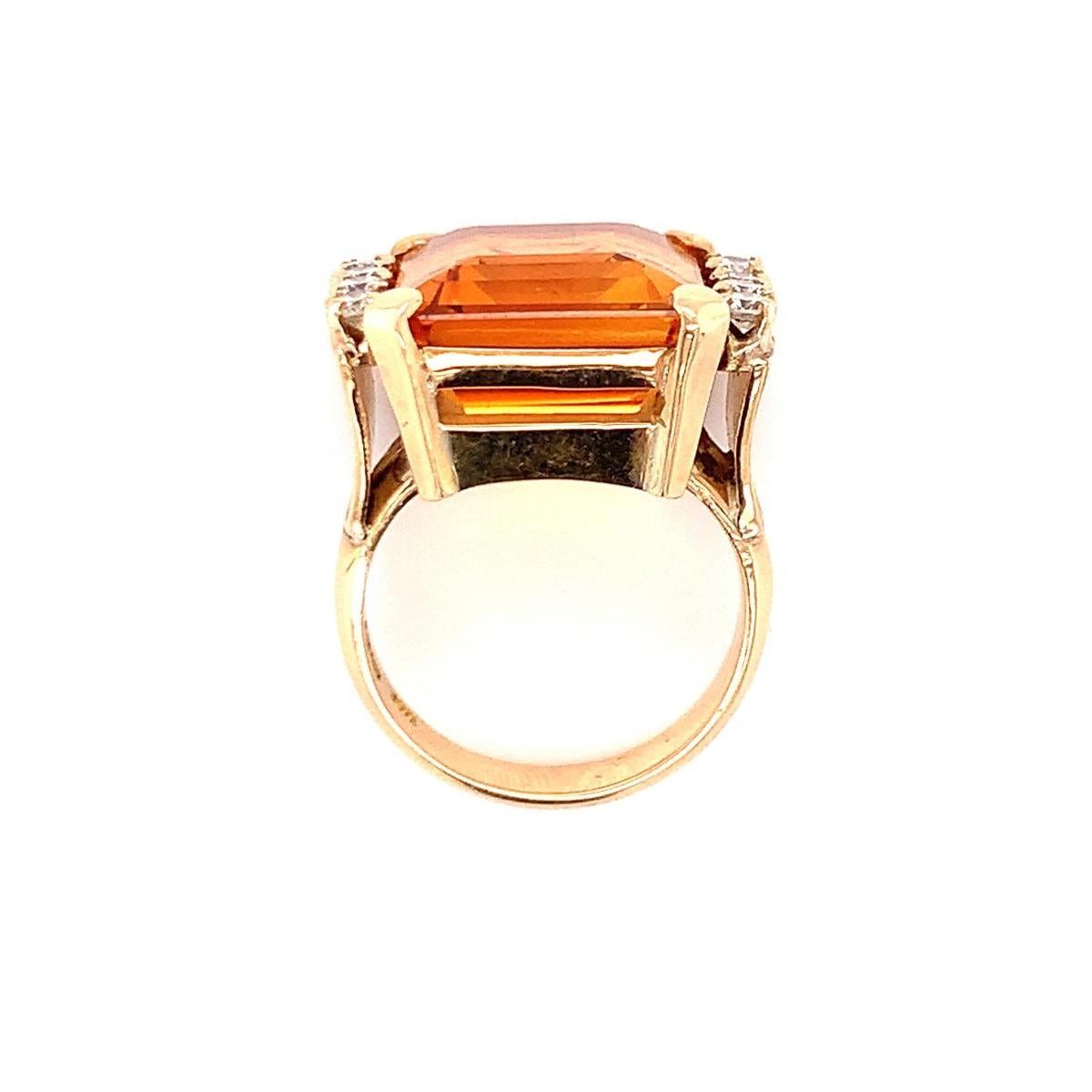 Women's Citrine and Diamond Ring in 18K Yellow Gold, circa 1960s For Sale