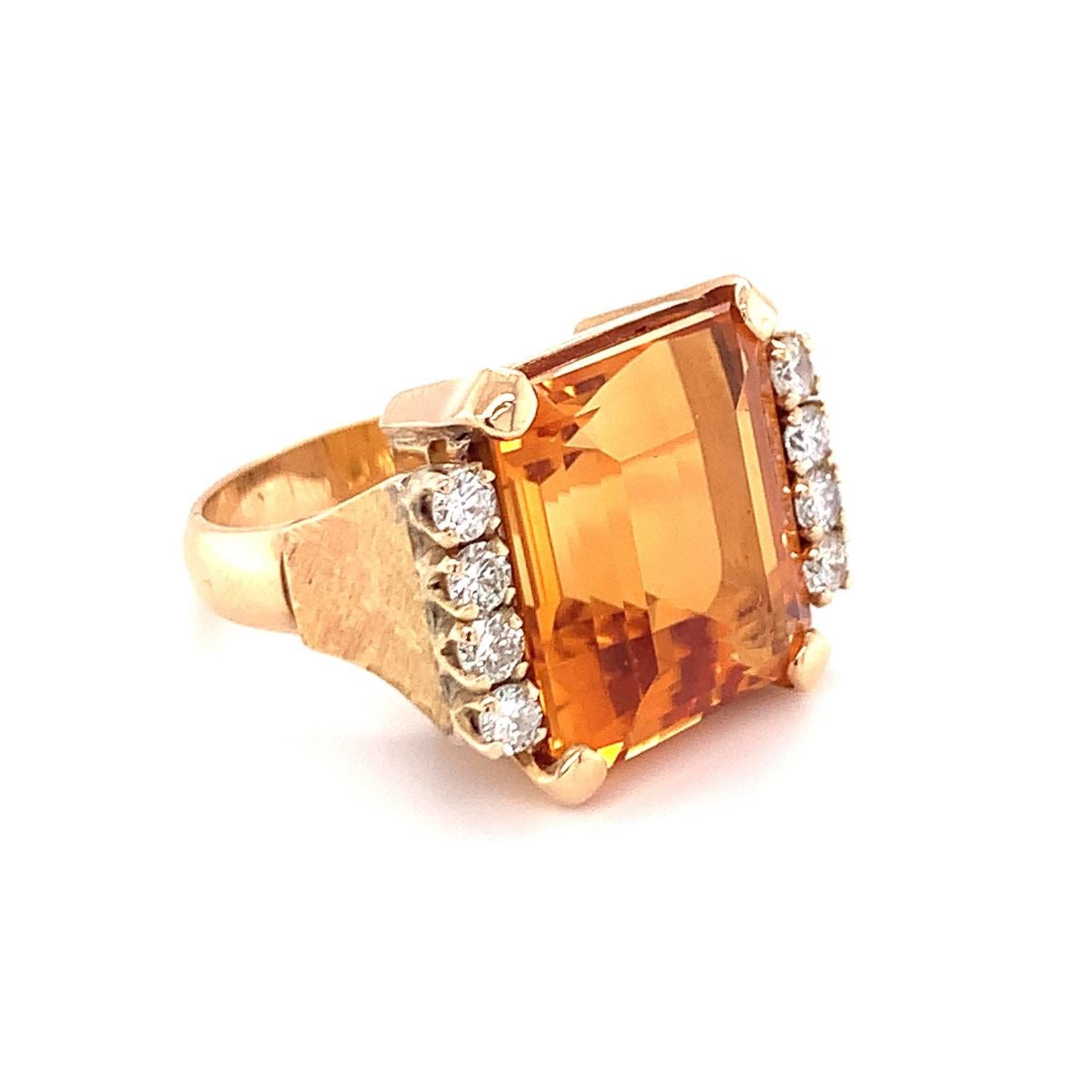 Bague en or jaune 18 carats, citrine et diamants, c. 1960 en vente 4