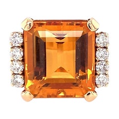Citrin- und Diamantring aus 18 Karat Gelbgold, um 1960
