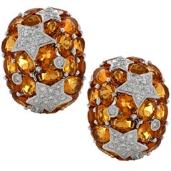 Citrine and Diamond Star Earrings