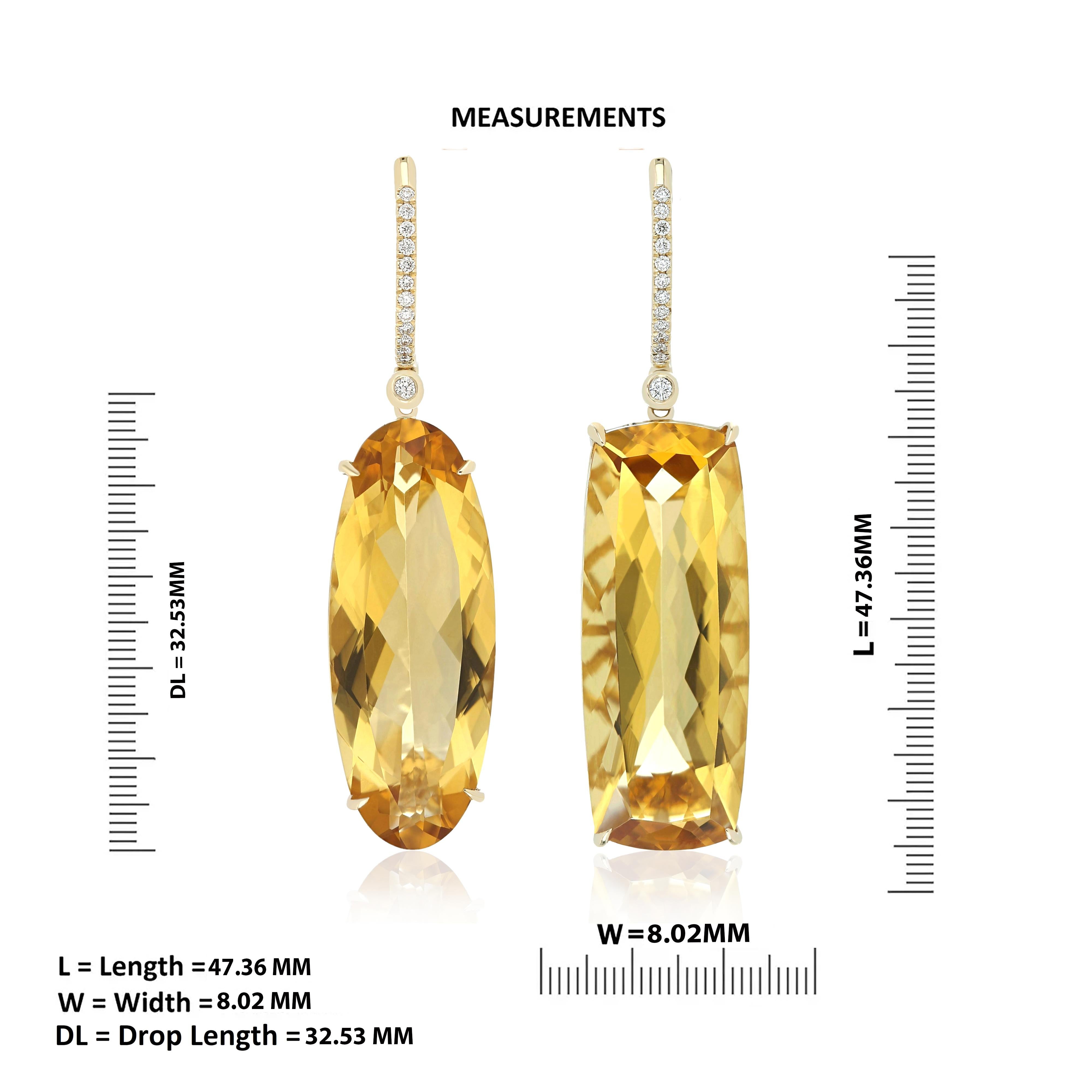 Boucles d'oreilles « Chic » en or jaune 14 carats cloutées de citrine et de diamants Pour femmes en vente