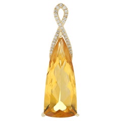 Pendentif en or jaune 14 carats serti de citrines et de diamants