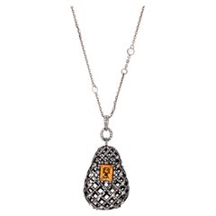 Victorian 9.36 CT. T.W Citrine and Diamond Pendant Necklace