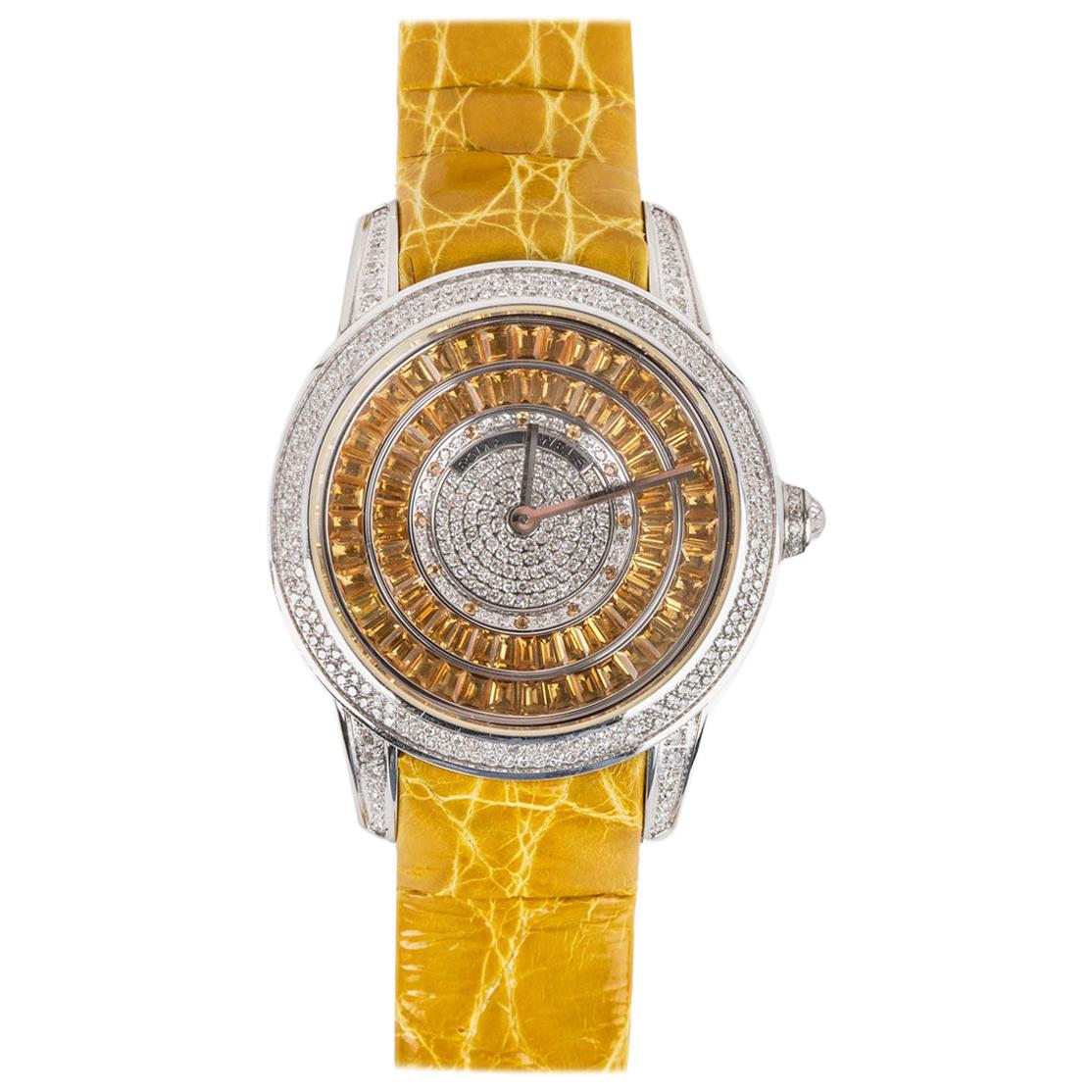 Citrine and Diamond Watch For Sale