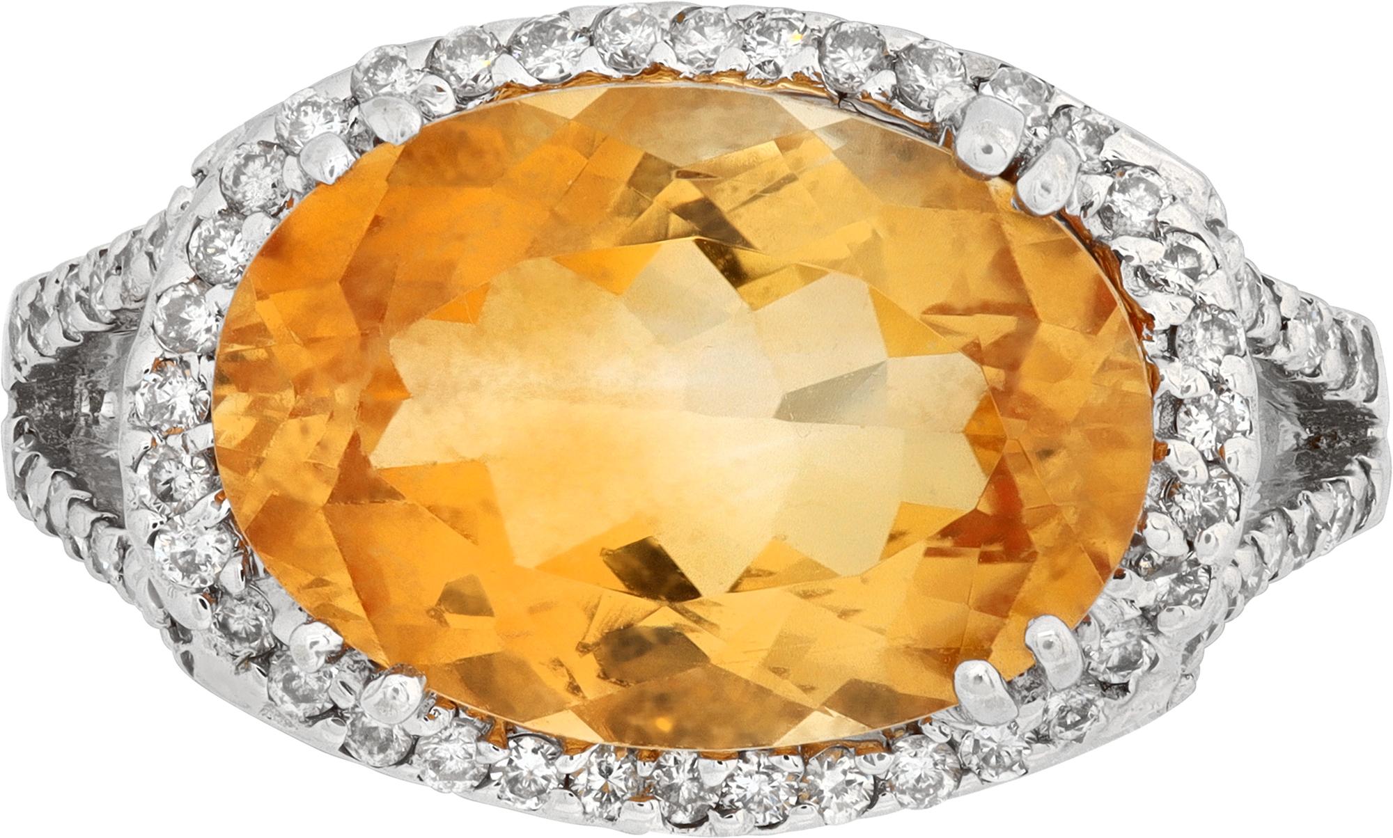 Citrine and Diamond White Gold Ring and Earrings Set For Sale 1