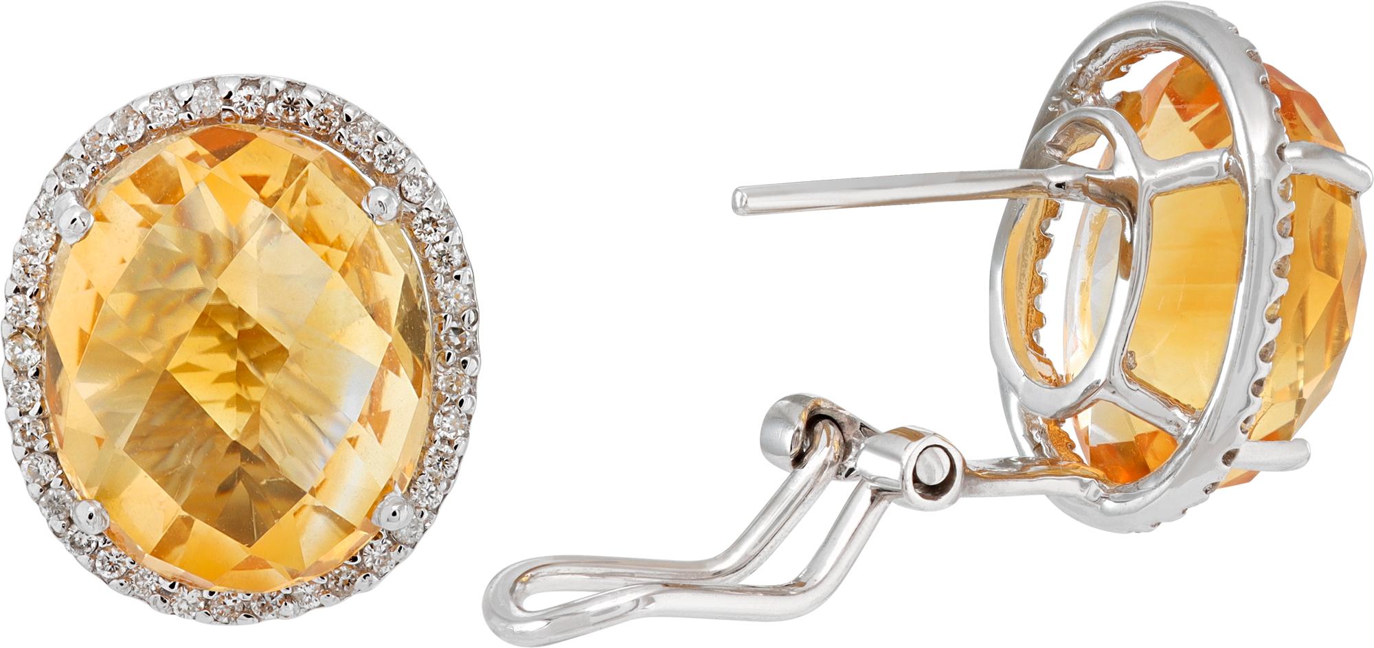 Citrine and Diamond White Gold Ring and Earrings Set For Sale 3