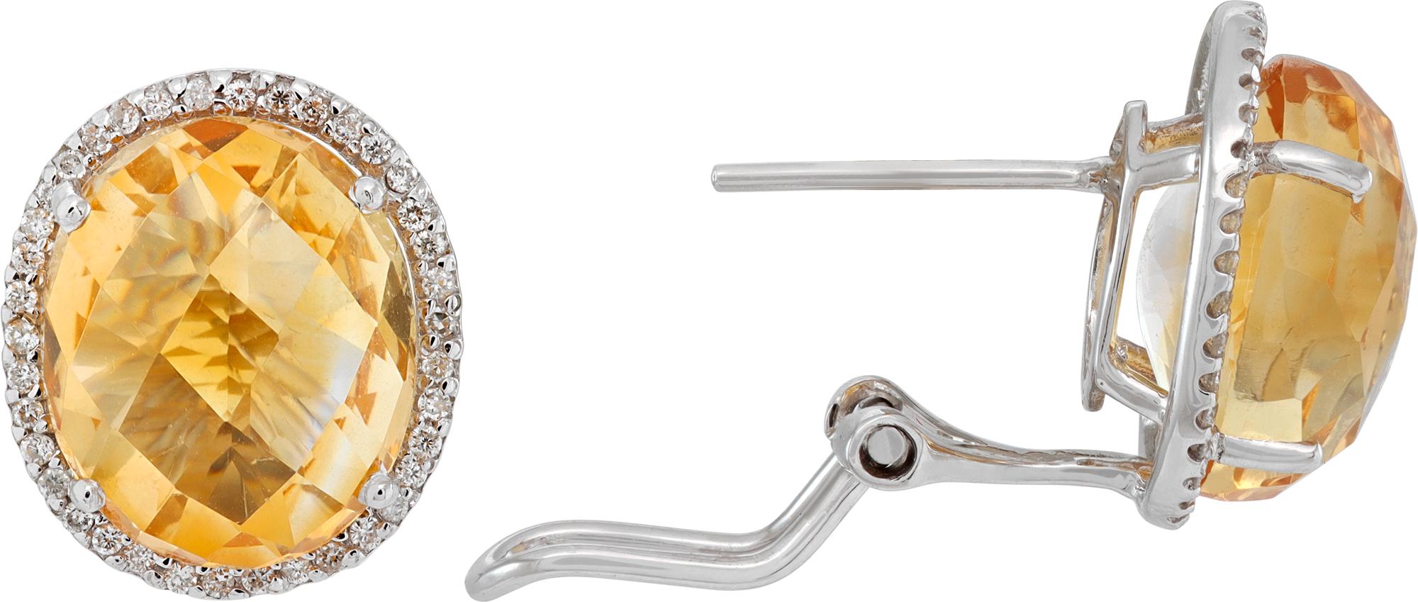 Citrine and Diamond White Gold Ring and Earrings Set For Sale 4