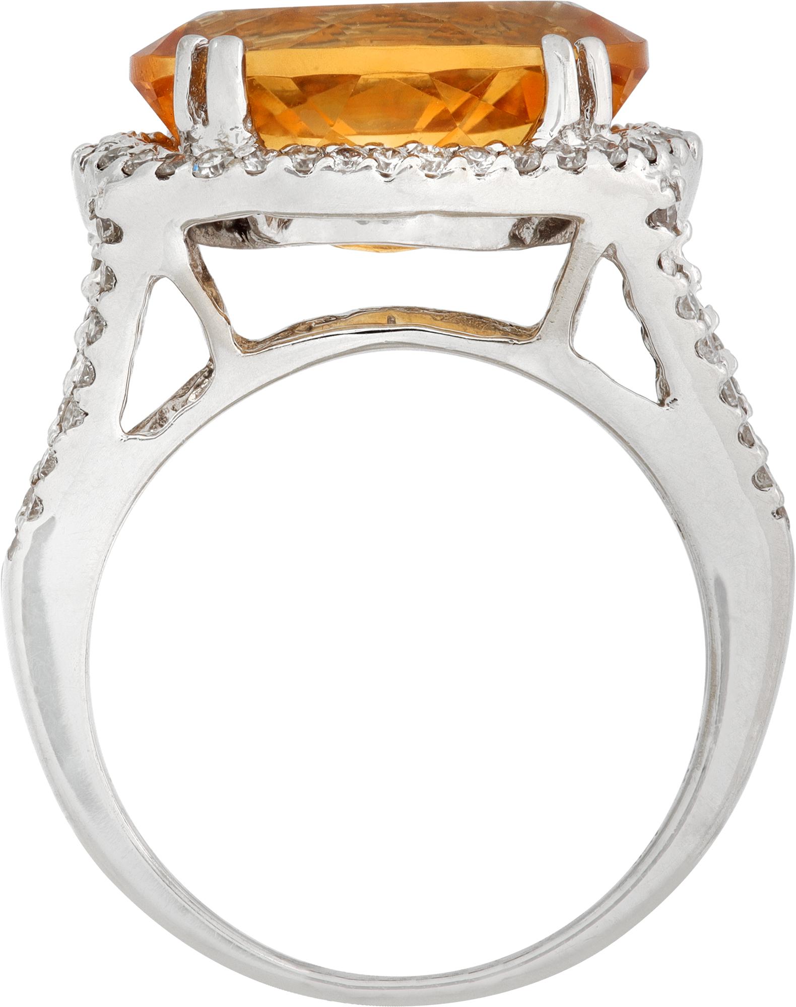 Citrine and Diamond White Gold Ring and Earrings Set For Sale 5