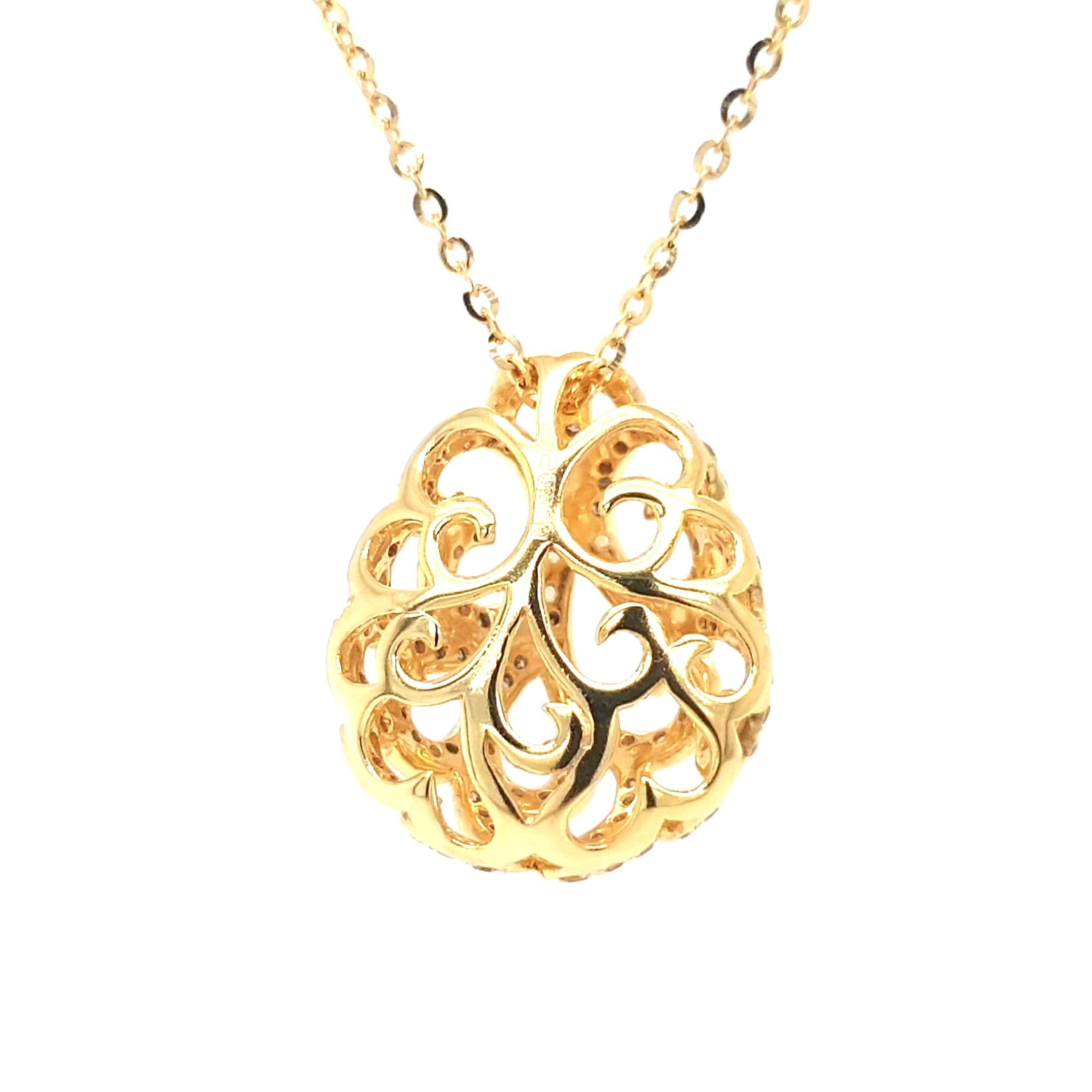 Citrine and Diamond Yellow Gold-Plated 18K White Gold Openwork Pendant Necklace Pour femmes en vente