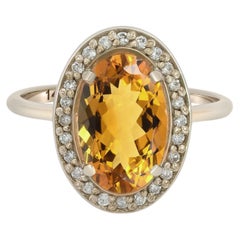 Used Citrine and diamonds 14k gold ring